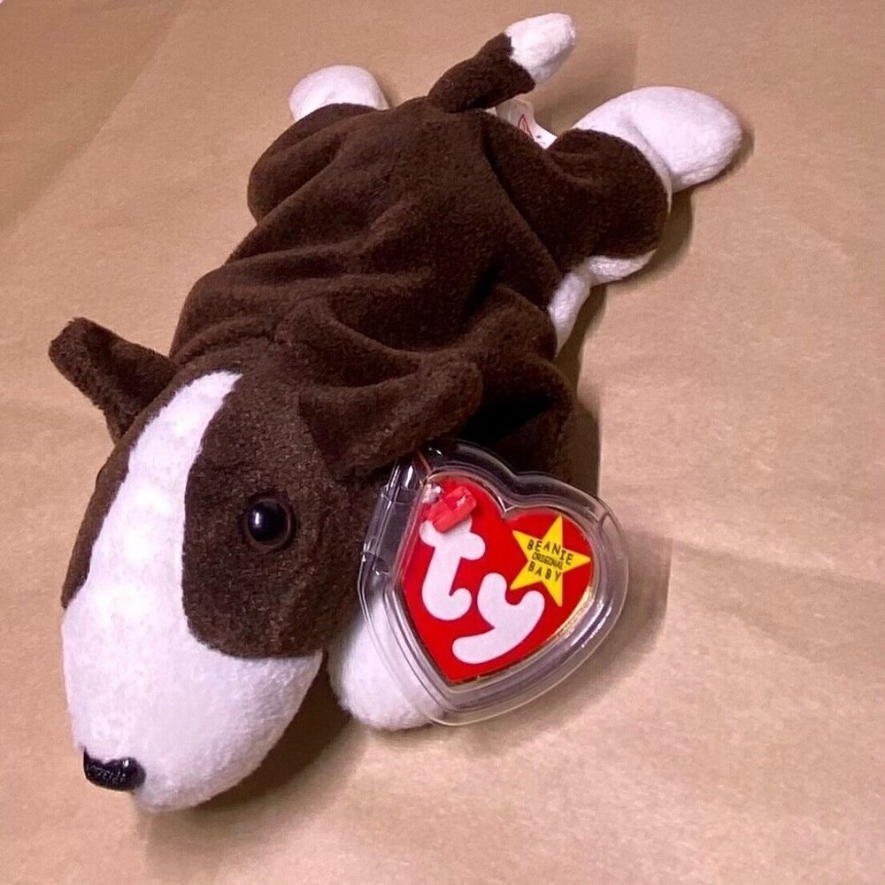 Ty Beanie Baby Original 1997 Bruno Bull Terrier Retired PE Pellets‎ Tag Errors